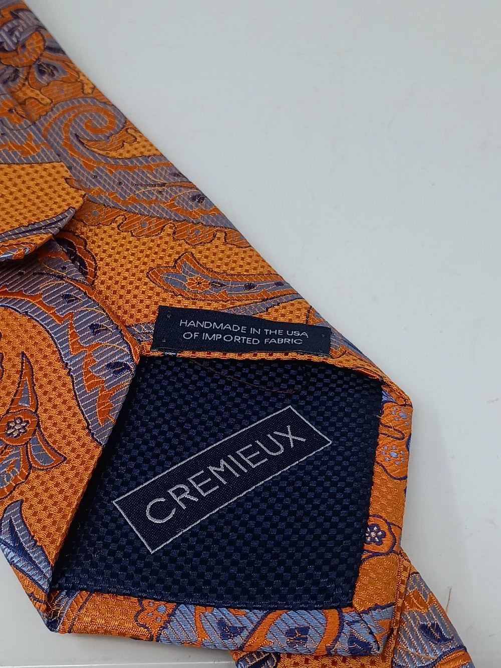 Cremieux Orange Paisley Men's Tie - Classic Silk Look